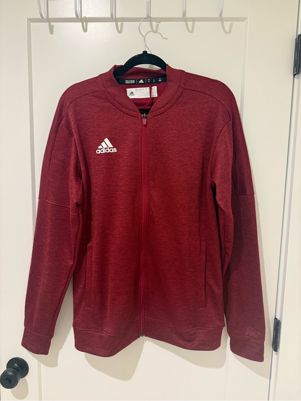 adidas Men's Zip-Up Jacket in Burgundy Red